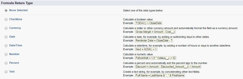 formula types